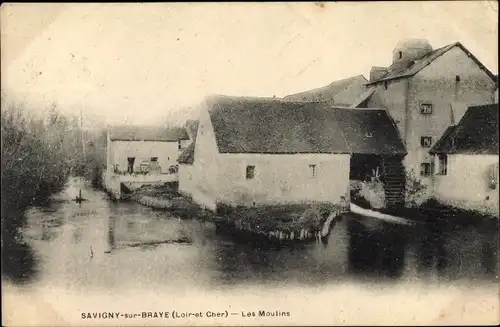Ak Savigny sur Braye Loir et Cher, Les Moulins, Wassermühle