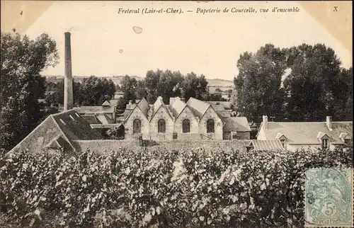 Ak Freteval Loir et Cher, Papeterie de Courcelle, vue d'ensemble