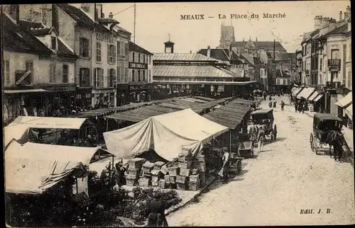Ak Meaux Seine-et-Marne, Place du Marche