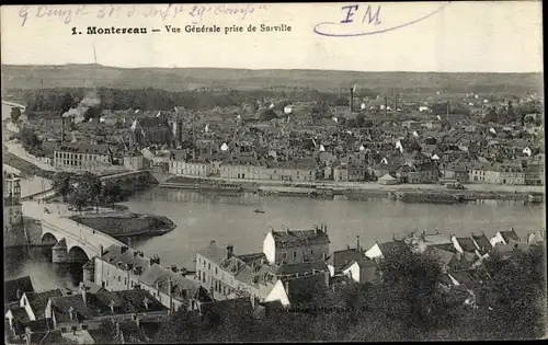 Ak Montereau Fault Yonne Seine et Marne, Vue Generale prise de Surville