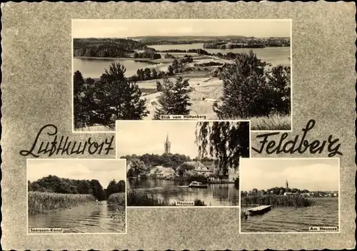 Ak Feldberg in Mecklenburg, Seerosenkanal, Blick vom Hüttenberg, Haussee