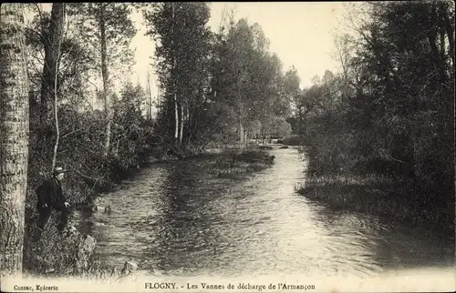 Ak Flogny la Chapelle Yonne, Les Vannes de decharge de l'Armancon