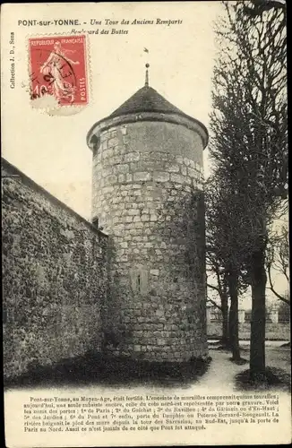 Ak Pont Sur Yonne, Une Tour des Anciens Remparts, Boulevard des Buttes