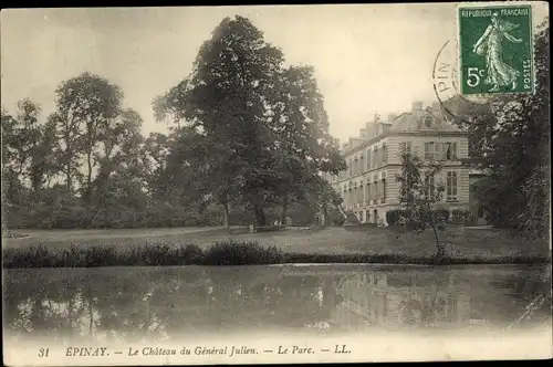 Ak Epinay sur Seine Seine Saint Denis, Le Chateau du General Julien, Le Parc
