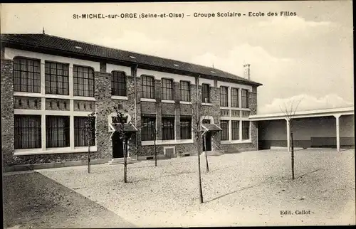 Ak Saint Michel sur Orge Essonne, Groupe Scolaire, Ecole des Filles