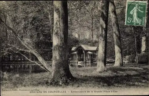 Ak Beaumont sur Oise Val d’Oise, Chateau de Courcelles, Embarcadère de la Grande Pièce d´Eau