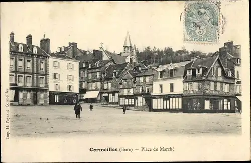 Ak Cormeilles Eure, Place du Marché