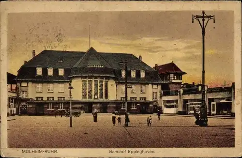 Ak Mülheim an der Ruhr, Bahnhof Eppinghoven in der Dämmerung