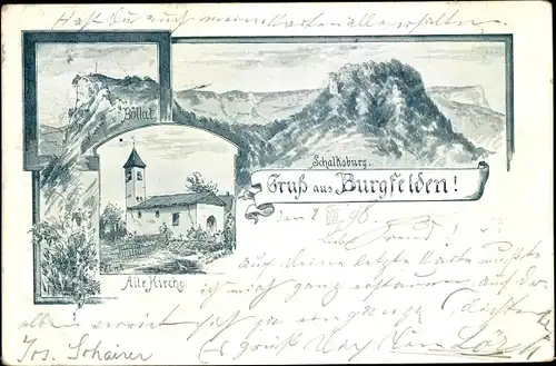 Ak Burgfelden Albstadt im Zollernalbkreis, Schalksburg, alte Kirche, Böllat