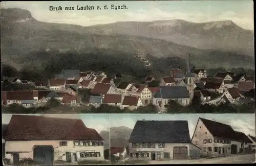 Ak Laufen an der Eyach Albstadt im Zollernalbkreis, Panorama, Wirtschaft, Wohnhäuser