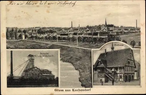 Ak Kochendorf Bad Friedrichshall in Württemberg, Panorama, Rathaus, Schacht König Wilhelm II.