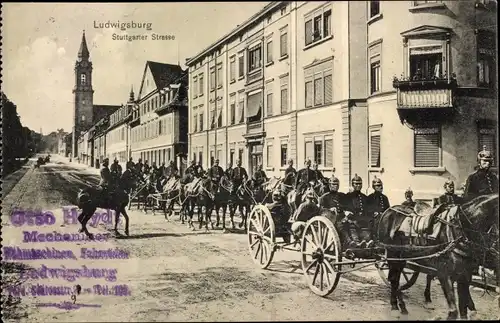 Ak Ludwigsburg in Württemberg, Stuttgarter Straße, Regiment, Reklamestempel