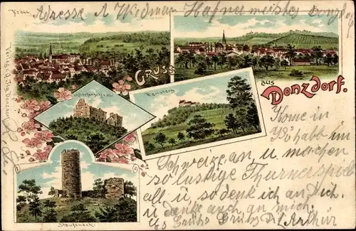 Litho Donzdorf in Baden Württemberg, Scharfenschloss, Ramsberg, Staufeneck