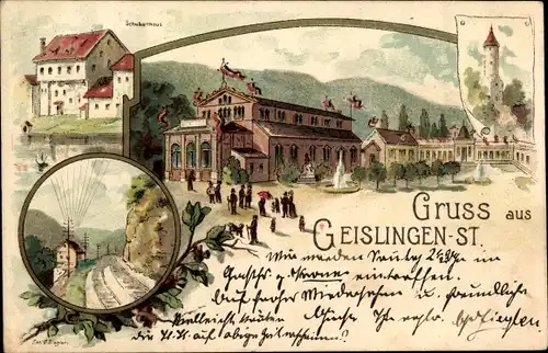 Litho Geislingen an der Steige in Baden Württemberg, Bezirks Gewerbeausstellung 1898