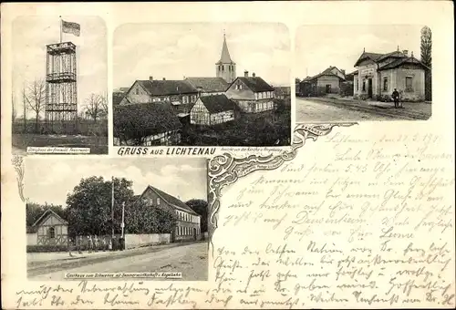 Ak Lichtenau in Baden, Kirche, Bahnhof, Gasthaus, Turm