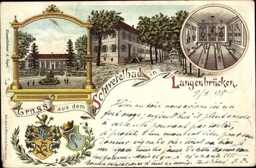 Wappen Litho Langenbrücken Bad Schönborn in Baden, Schwefelbad