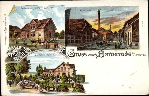 Litho Bemerode Hannover in Niedersachsen, Restauration, Garten, Storchnest
