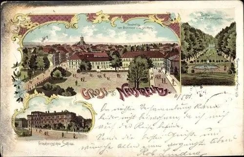 Litho Neustrelitz in Mecklenburg, Großherzogliches Schloss, Schlossgarten