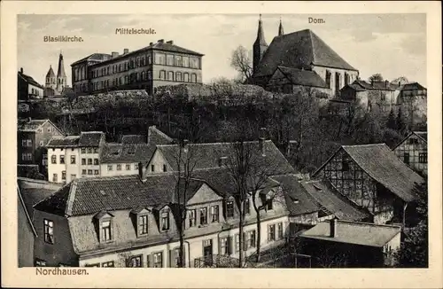 Ak Nordhausen am Harz, Blasiikirche, Mittelschule, Dom