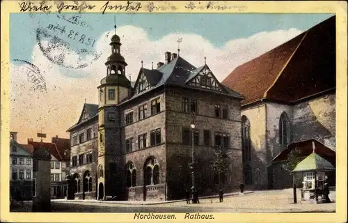 Ak Nordhausen Harz, Rathaus, Kiosk