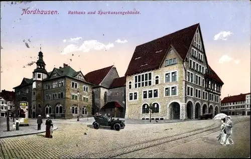Ak Nordhausen am Harz, Rathaus, Sparkassengebäude