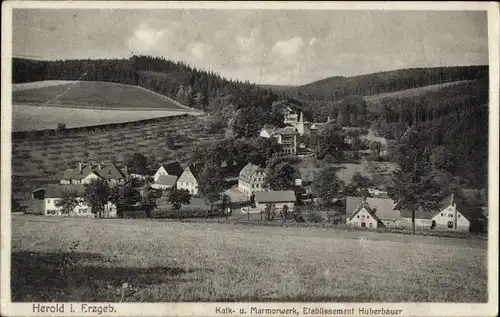 Ak Herold Thum im Erzgebirge Sachsen, Kalk- und Marmorwerk, Etablissement Huberbauer