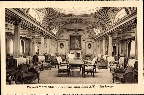 Ak Paquebot France, CGT French Line, Grand Salon Louis XIV.