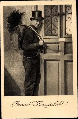 Ak Glückwunsch Neujahr, Schornsteinfeger, Tür