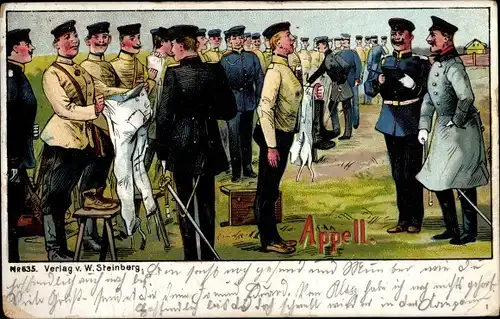 Ak Deutsche Soldaten, Appell, Kaiser Wilhelm II.