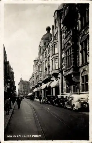 Ak Den Haag Südholland Niederlande, Lange Poten, Straßenansicht