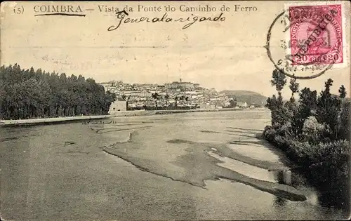 Ak Coimbra Portugal, Vista da Ponte do Caminho de Ferro, Ortsansicht, Umgebung
