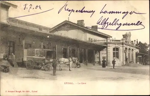 Ak Épinal Lothringen Vosges, La Gare