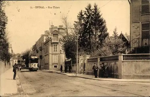 Ak Épinal Lothringen Vosges, Rue Thiers, Straßenbahn