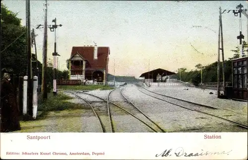 Ak Santpoort Nordholland, Station, Bahnhof, Gleisseite
