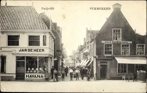 Ak Purmerend Nordholland Niederlande, Padjedijk, Zigarrenhandlung Jan de Heer, Cafe Koophandel