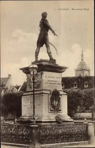 Ak Colmar Kolmar Elsass Haut Rhin, Monument Rapp