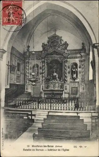 Ak Montbrun les Bains Drôme, Interieur de l'Eglise, Refable de Bernus