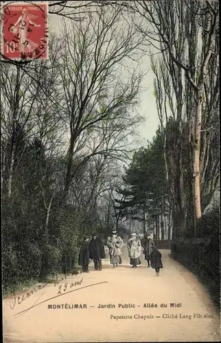 Ak Montélimar Drôme, Jardin Public, Allee du Midi