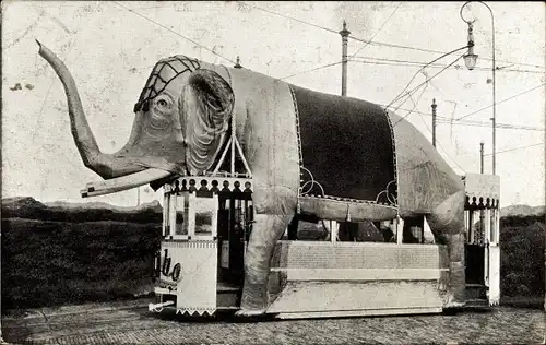 Ak Scheveningen Den Haag Südholland, geschmückter Straßenbahnwagen, De Olifant