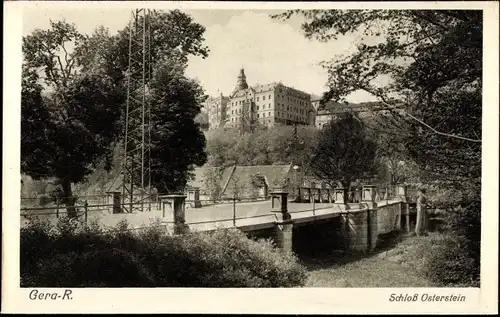 Ak Gera in Thüringen, Schloss Osterstein, Brücke