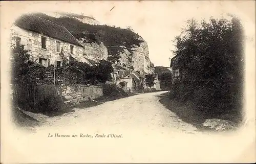 Ak Oissel Seine Maritime, Le Hameau des Roches, Route