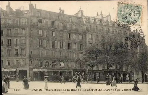Ak Paris XVII., Carrefour de la Rue du Rocher et de l'Avenue de Villiers