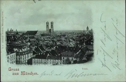 Mondschein Ak München, Gesamtansicht