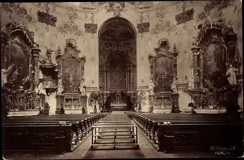 Foto Ak Ettal Oberbayern, Kloster, Innenansicht Klosterkirche