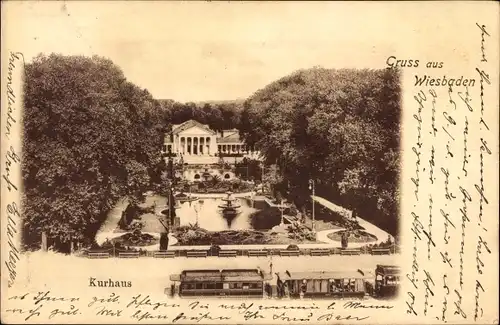 Ak Wiesbaden in Hessen, Kurhaus mit Parkanlage