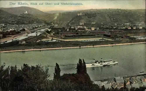 Ak Niederlahnstein und Oberlahnstein Lahnstein am Rhein, Panorama
