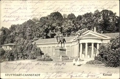 Ak Bad Cannstatt Stuttgart in Württemberg, Kursaal, Reiterdenkmal