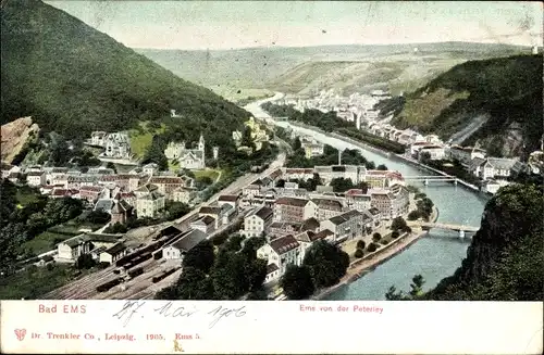 Ak Bad Ems an der Lahn, Ems von der Peterley