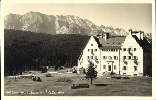 Foto Ak Krün in Oberbayern, Schloss Kranzbach mit Wetterstein