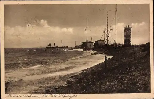 Ak Nordseebad Cuxhaven, Alte Liebe bei Springflut